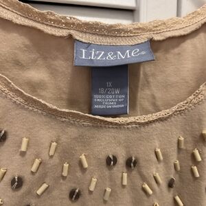 Liz & Me Beige Embellished Top